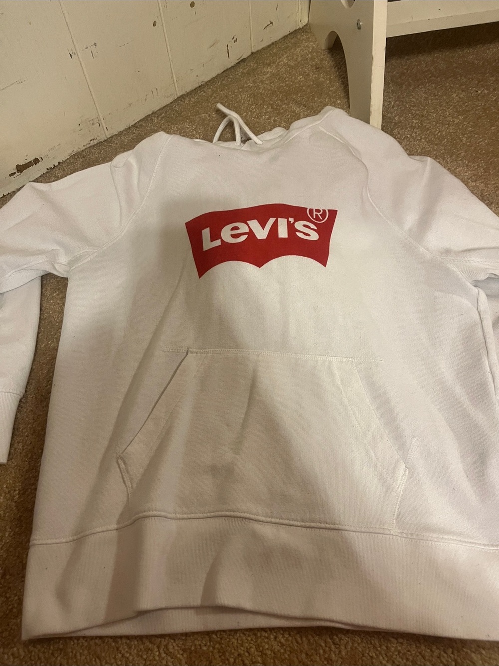Levi's White Hoodie with Red Logo - women’s Sweater